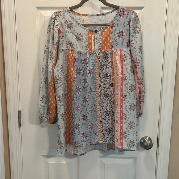 Tops - Floral Patchwork Blouse - Multicolor